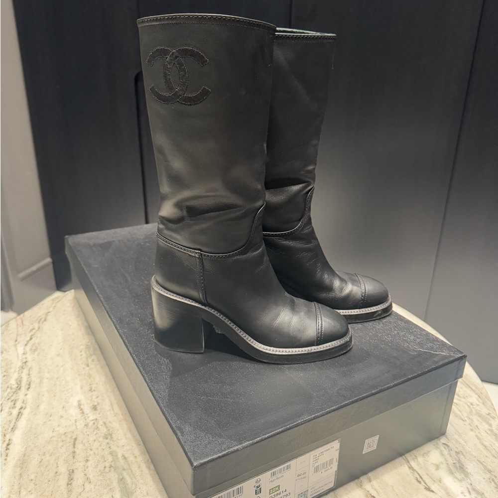 Chanel Black Leather Boots